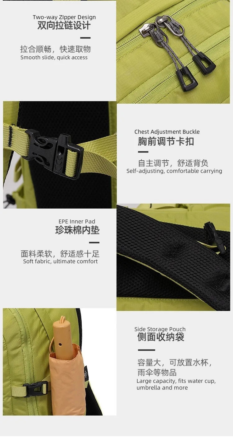 Unisex Multifunctional Outdoor Camping Hiking Climbing Backpack Men Nylon Travel  Adjustable Shoulder Strap Lightweight Bag