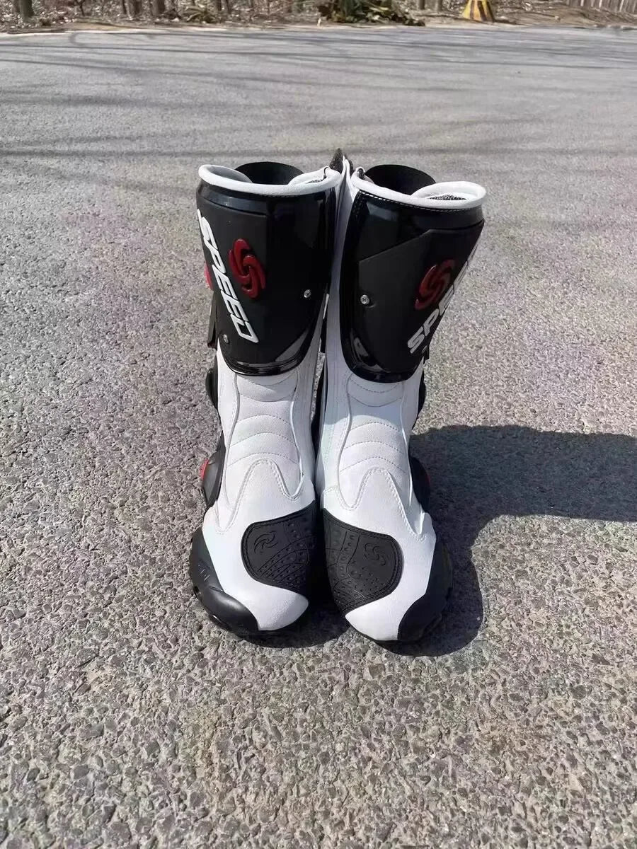 Riding Trider 100% NEW Motorcycle Boots Motocross Leather Long knee-high Shoes white black moto GP dirty bike SIZE 10-45 B1004