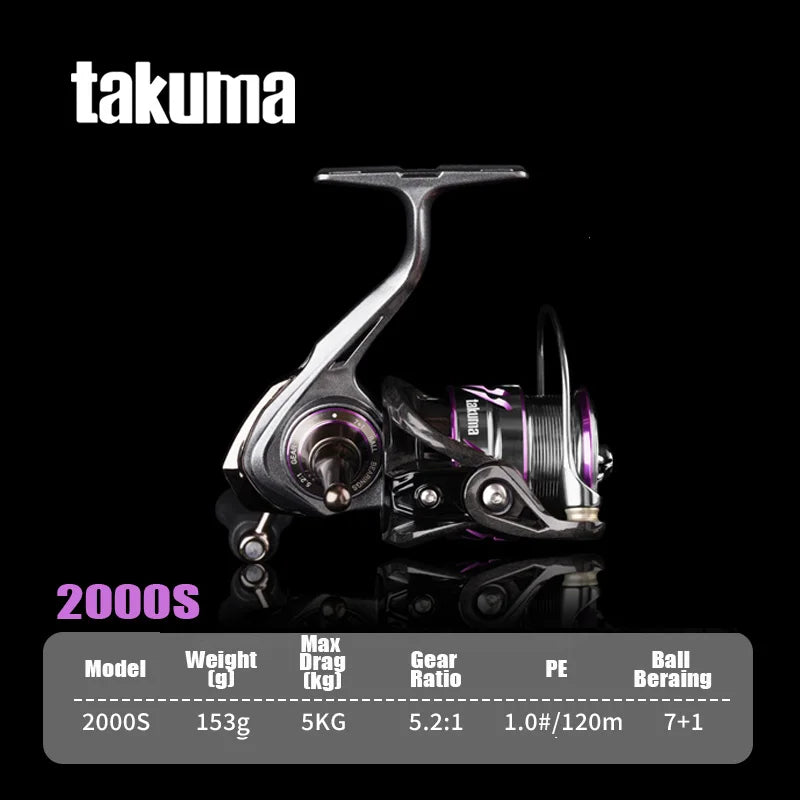 TAKUMA 2025 NEW LINGXI Spinning Reel 150-153g 5.2:1 7+1 Super Light Carbon Fiber CNC Spool Stainless Steel Bearings Fishing Reel
