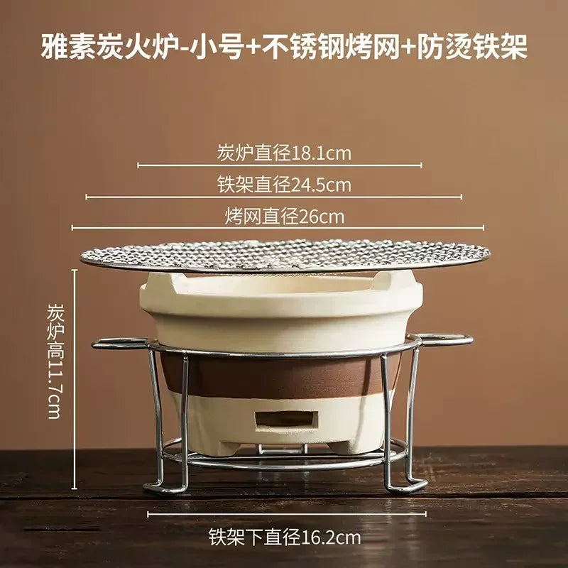Kaolin-Household Charcoal Stove, Indoor Tea Heater, Outdoor BBQ Stand, Winter Heating Brazier, Household Charcoal Burner,