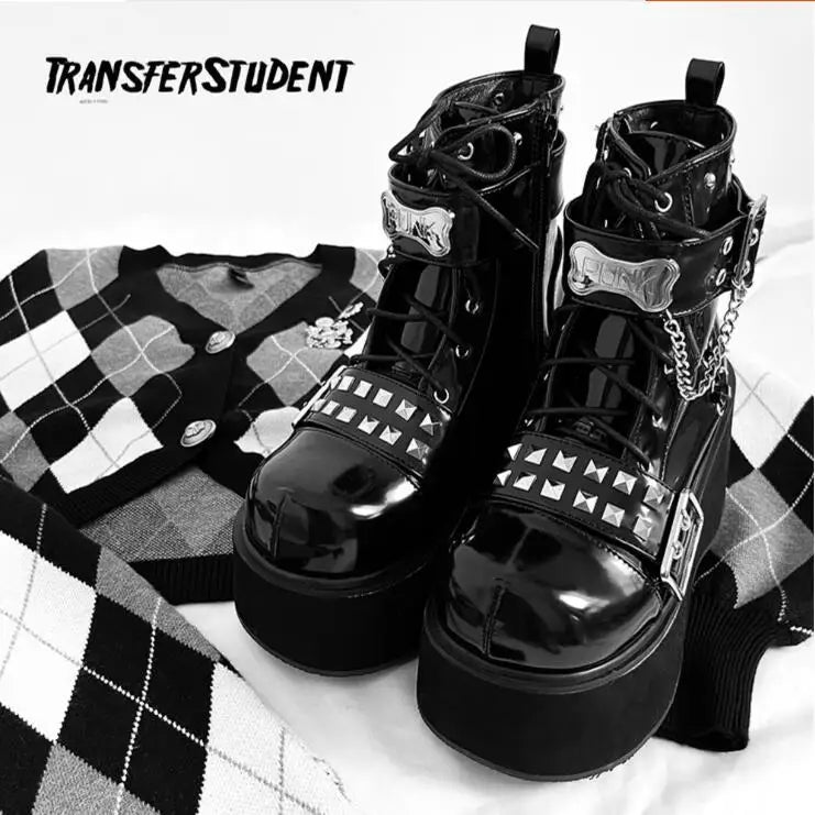 Women Boots New Fashionable Comfortable Platform Soft Women's Ankle Boots Elegant Dark Motorcycle Women's Leather Boots Zapatos