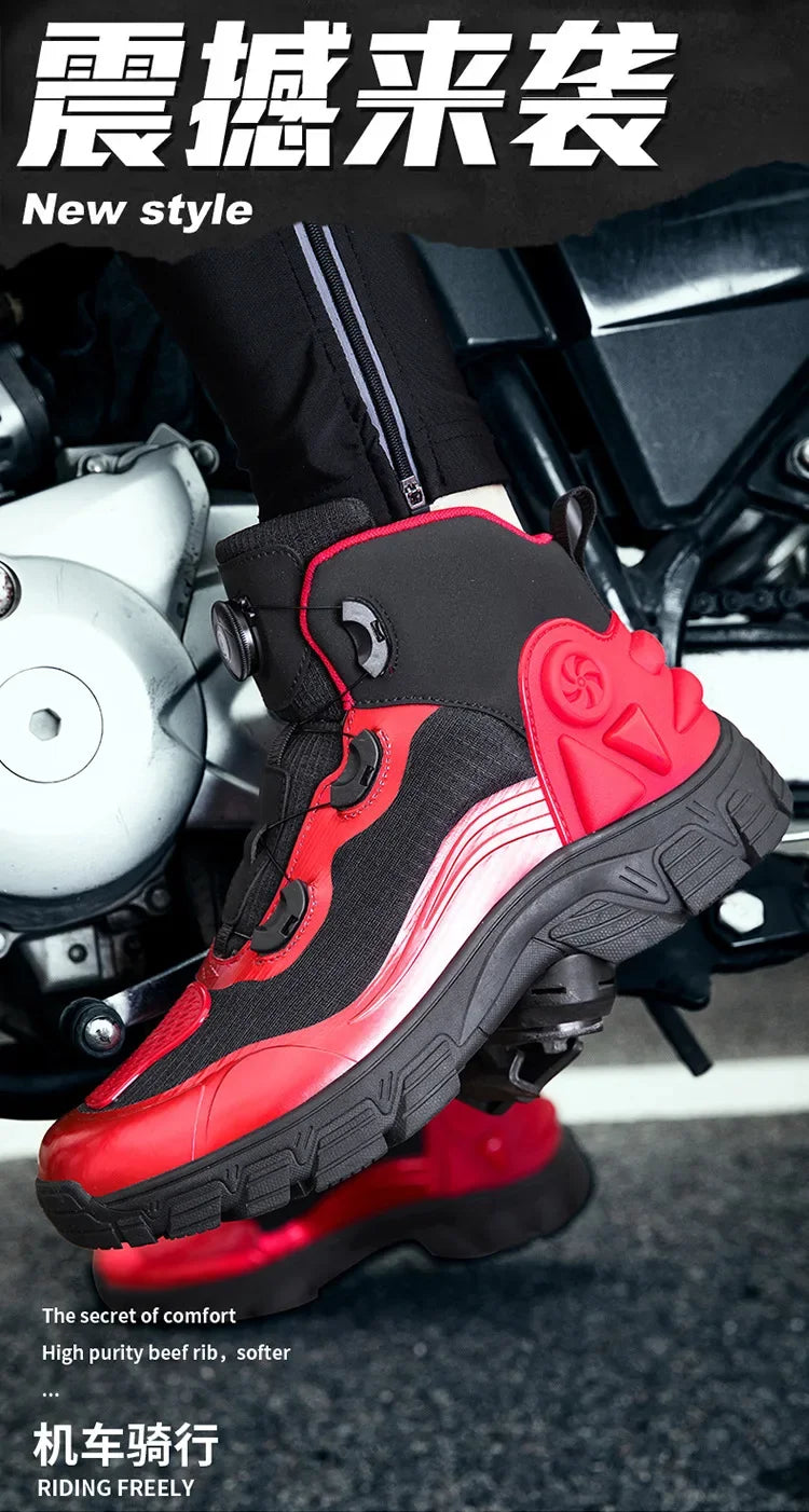 Large Size Motorcycle Boots Outdoor Riding Racing Shoes Anti-fall Wear-resistant Motorcycle Shoes Motorcycle Travel Equipment