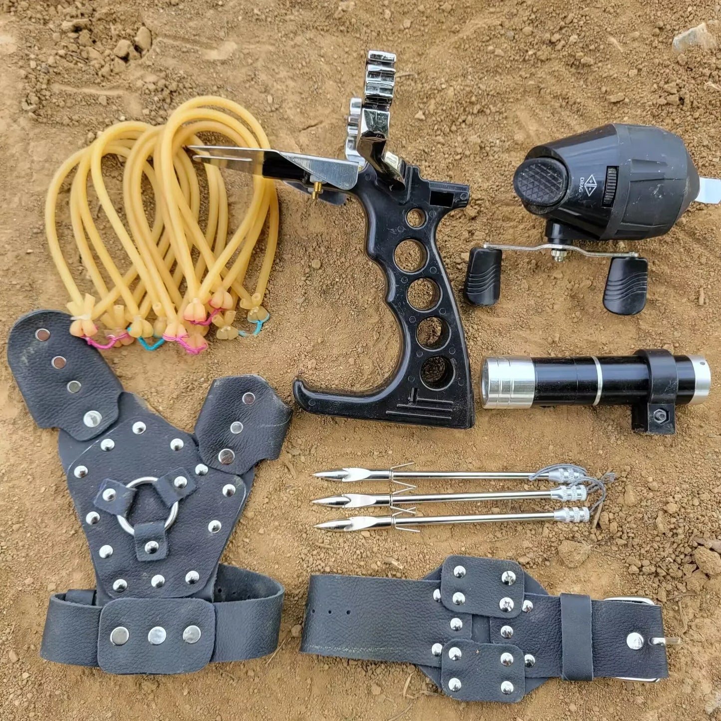 Strong Power Game Shooting Slingshot Full Set of Fishing Artifact Outdoor Hunting Catapult Horizontal Aiming Toy Slingshot