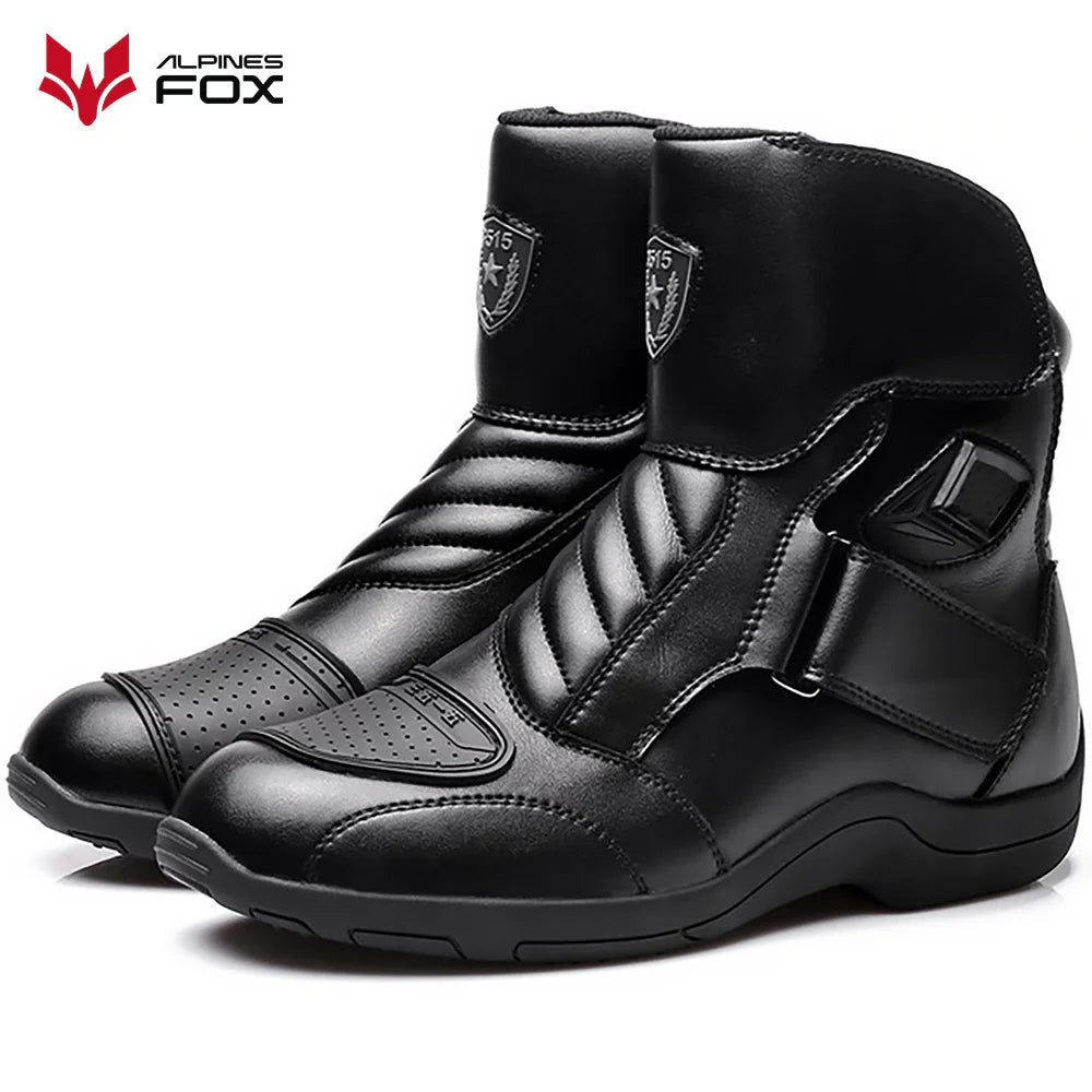 Motorcycle Leather Shoes Moto Boots Racing Bottes Motocross Boots PU Fabric Rubber Sole Wear-resistant Anti-collision Easy Wear