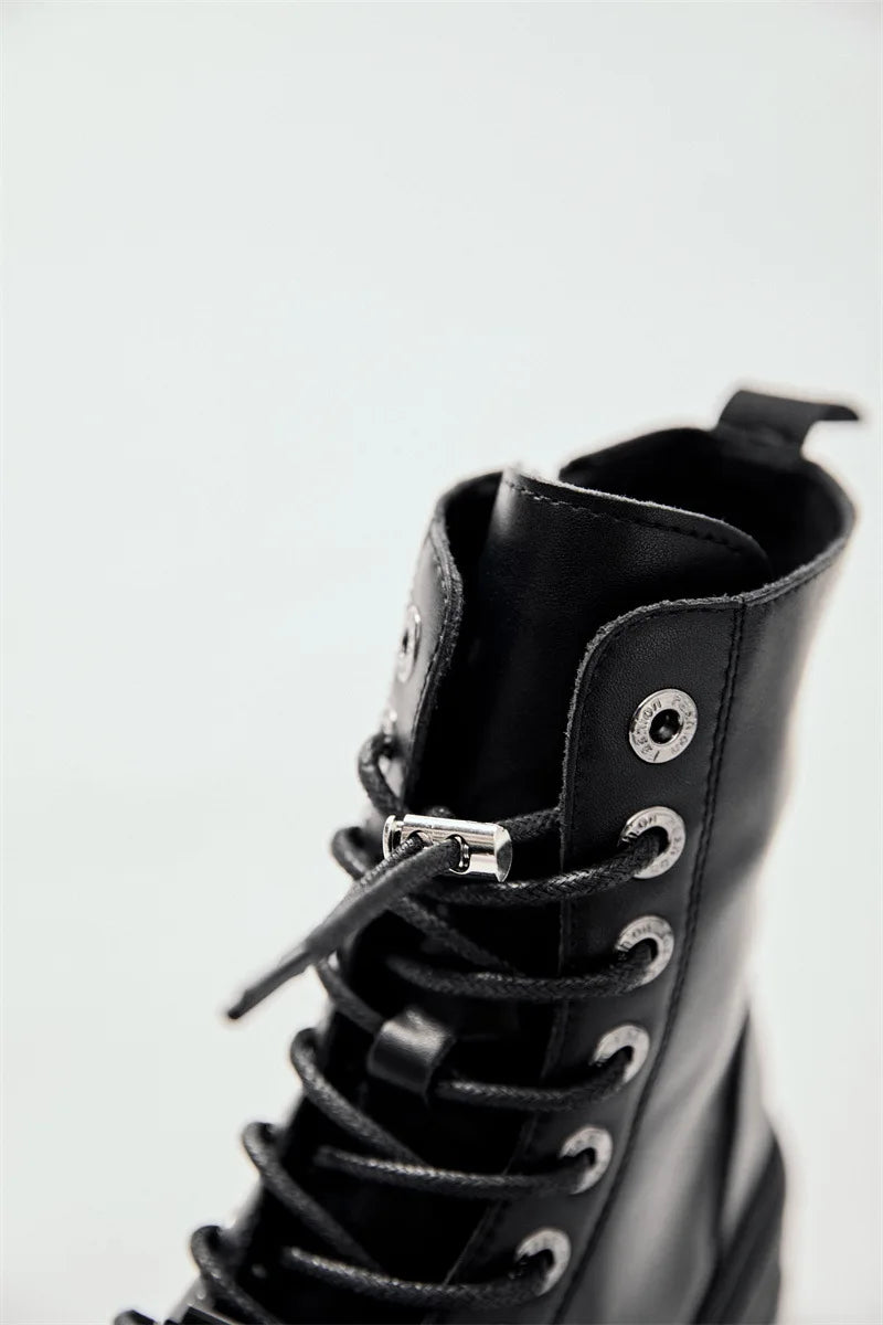 Women Omet Dark Motorcycle Heavy Metal Platform Cross-border Boots 2024 Spring New Female Punk Small Leather Men Shoes