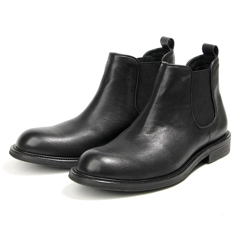 Vintage Man Western Boots Genuine Leather High Calf Shoe For Men Comfortable Slip On Designer Shoes Ankle Boots Male Shoe A223