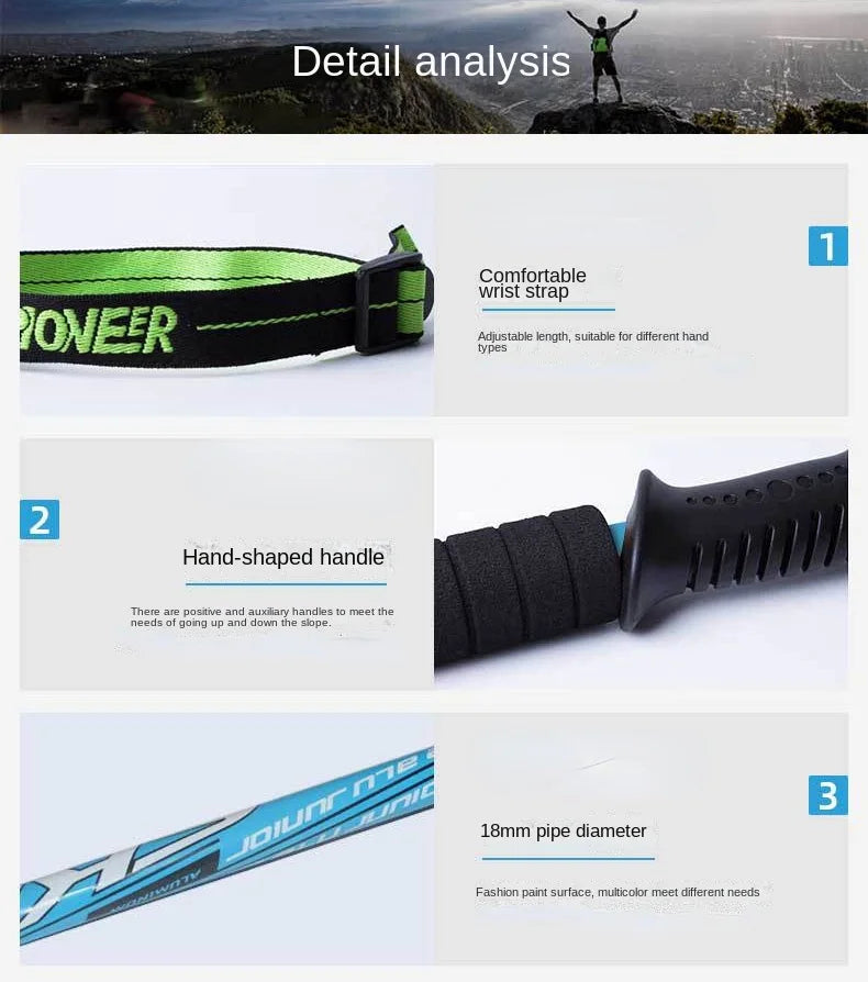 1PCS Ultralight Folding Multifunction Trekking Pole Portable Anti Shock Alpenstock Snow Walking Stick Outdoor Climbing Hiking