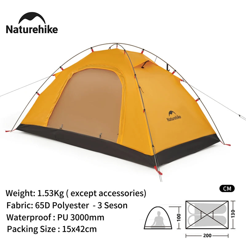 Naturehike Ultralight Camping Tent 2 Person Hiking Travel Backpacking Large Space 65D Waterproof Quick Set Cycling Shelter Tent