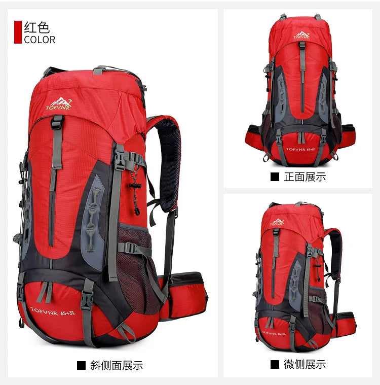 2025 cross-border outdoor hiking bag shoulder hiking sports bag waterproof bag backpack large capacity polyester backpack a001