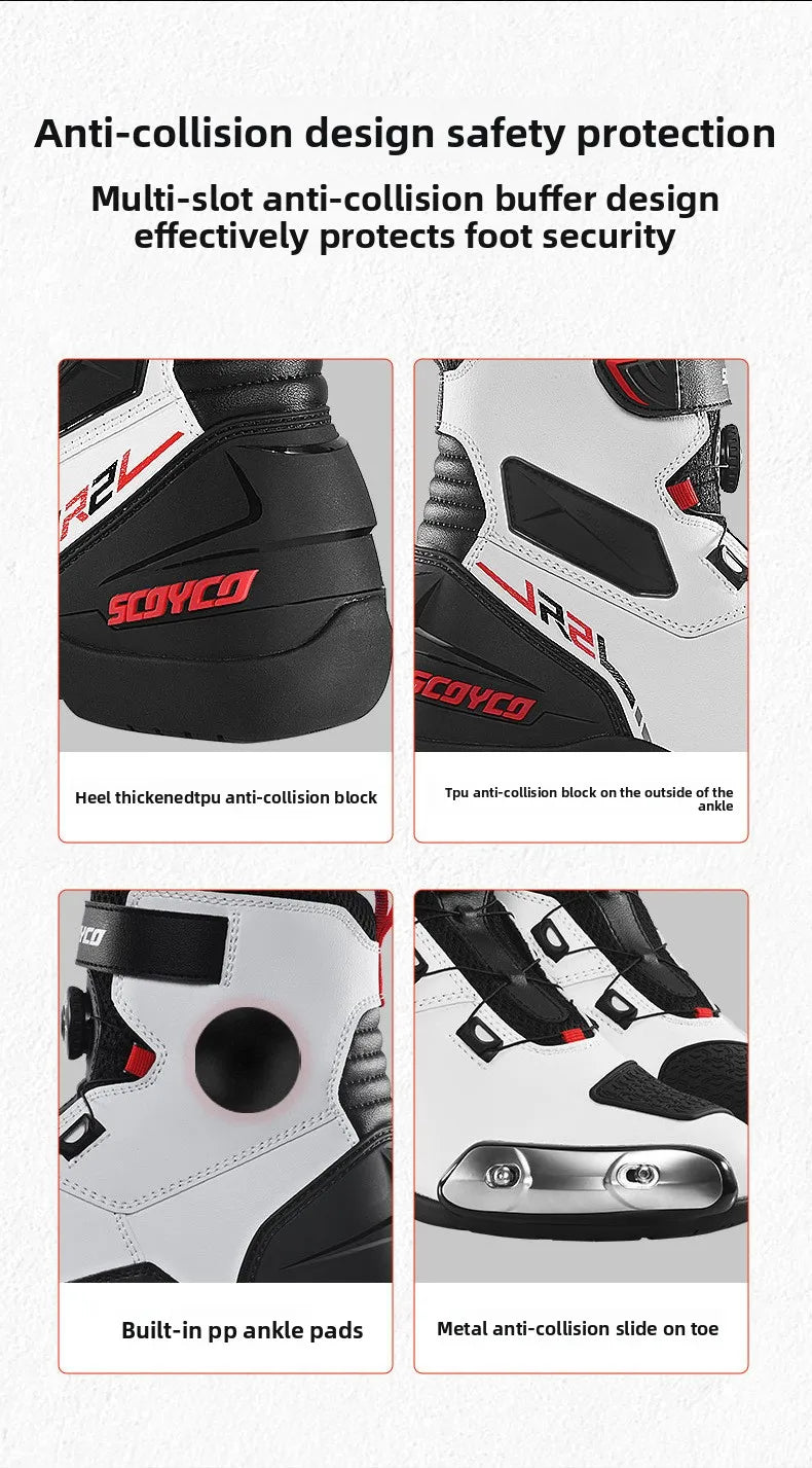 Scoyco R2 Motorcycle Riding Boots Locomotive Anti-drop Shoes Knight Competition Road Racing Shoes Men's Four-season New Products