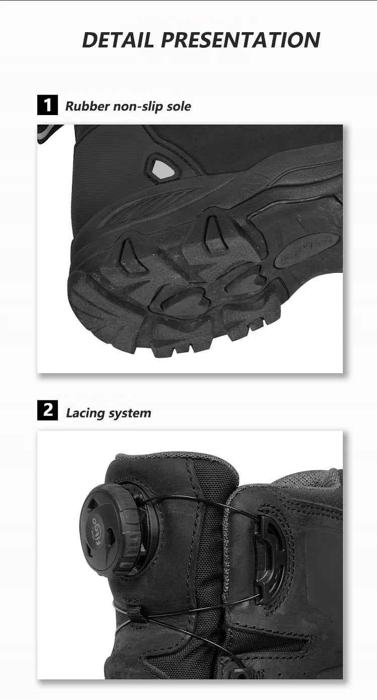 FEHER Motorcycle Boots BOA System CE Level 2 Foot Protection Hiking Shoes Waterproof All Season for Rider and Wilderness Climber
