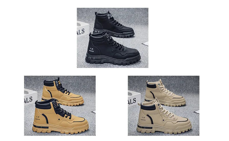 2025 Men's Casual Shoes Non-slip Wear-resistant High-top Sneakers Outdoor Comfortable Platform Hiking Shoes Designer Men's Shoes