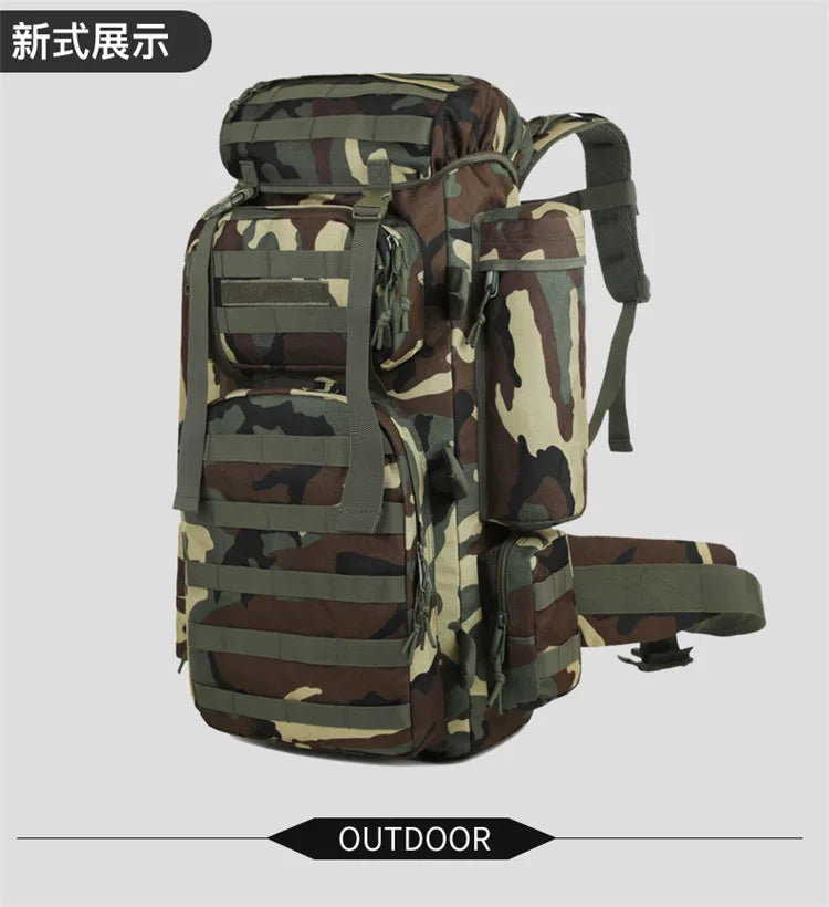 70L Large Capacity Tactical Backpack,Wear-Resistant Rainproof Oxford Cloth,Multifunctional Outdoor Camping Hiking Climb Bag,B437