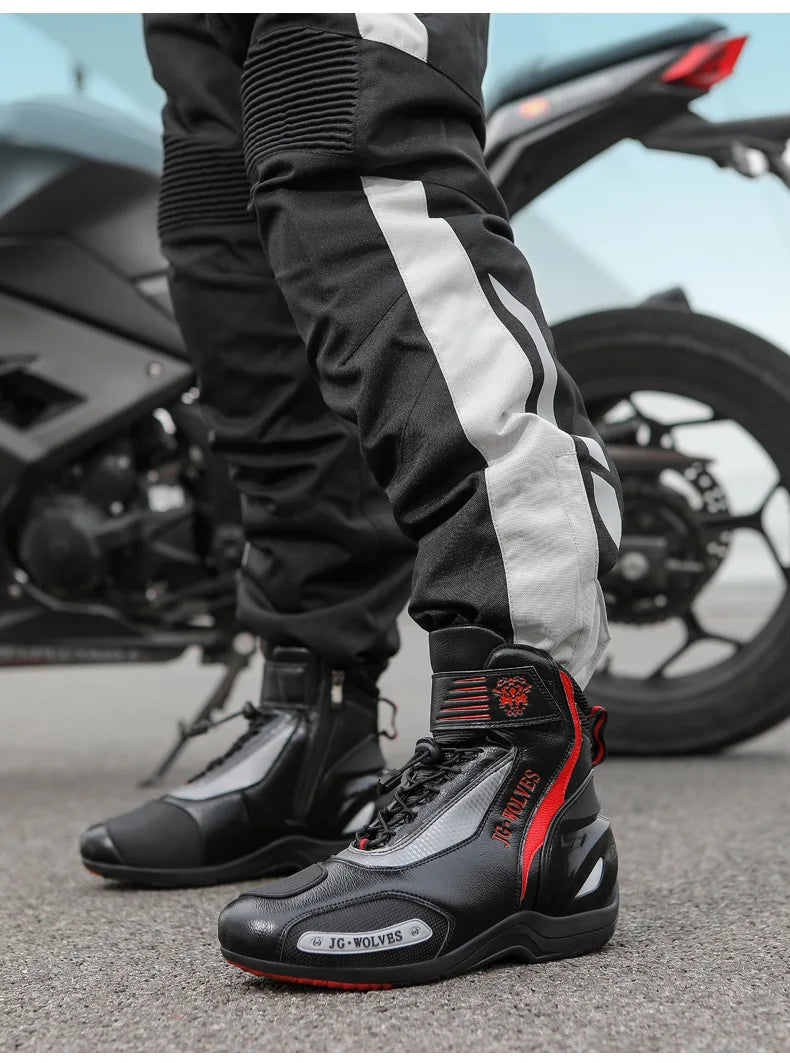 Motorcycle Shoes Men Off-road Adventure Motocross Low Boots  Retro Black Riding Shoes Rubber Sole Waterproof Motorcyclist Shoes