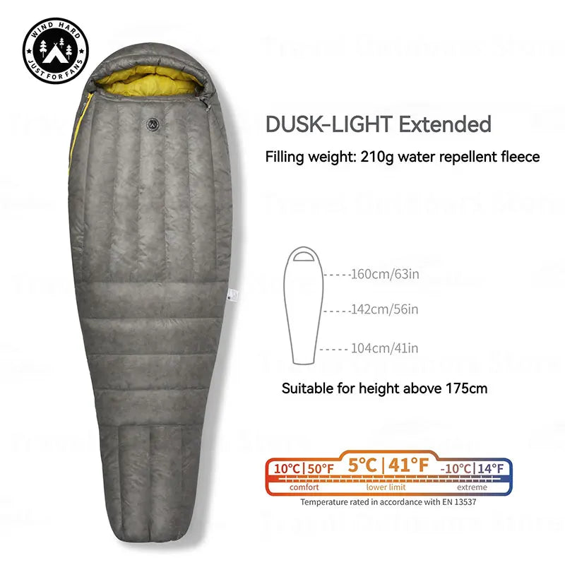 AEGISMAX Dusk Ultralight Down Sleeping Bag 4℃-2℃ 800FP Waterproof Outdoor Hiking iFlex 7D Nylon Mummy Down Tourist Sleeping Bag