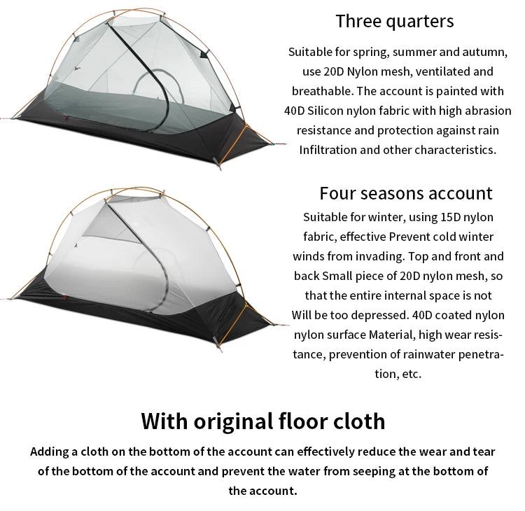 3F UL Gear Floating Cloud 1 Ultralight 3 4 Season Outdoor Camping Tent Waterproof Windproof Hiking Double Layer Tents