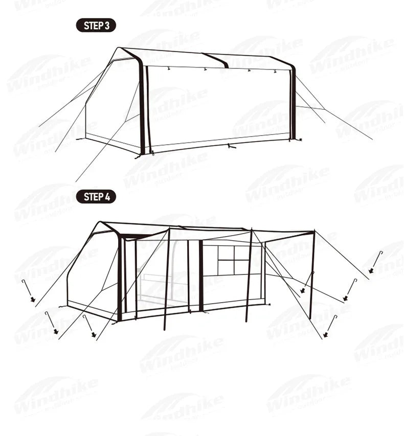 Naturehike Air Cabin Tent Inflatable Wall Camping Tent for 2-4 Person Family Group Travel Camping House Two Rooms Aluminum Alloy