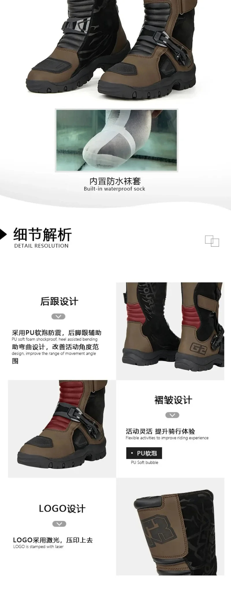 TIGER Retro Motorcycle Boot Cowhide ATV Riding Black Moto Bota Motocross Zapatilla Off-Road For KTM For BMW For Honda For Yamaha