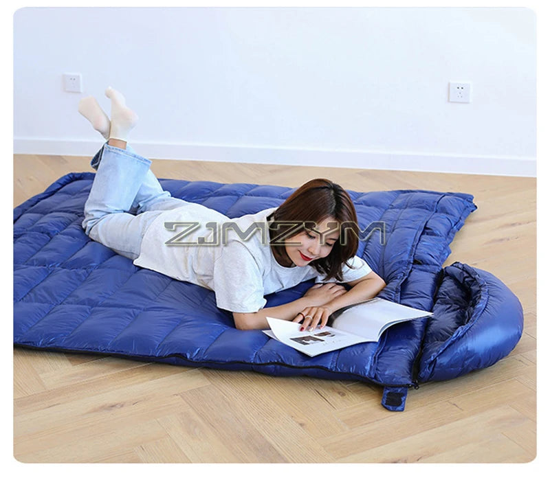 Down Mummy Sleeping Bag for Backpacking, Camping, Waterproof Portable Sleeping Bag, Zip Together for 2 Person Sleeping Bag