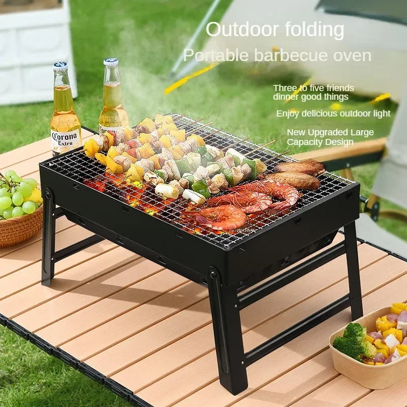 Collapsible BBQ Grill Outdoor Portable Charcoal Fire Pit Full Set no Smoke Carbon Roast Meat for Home