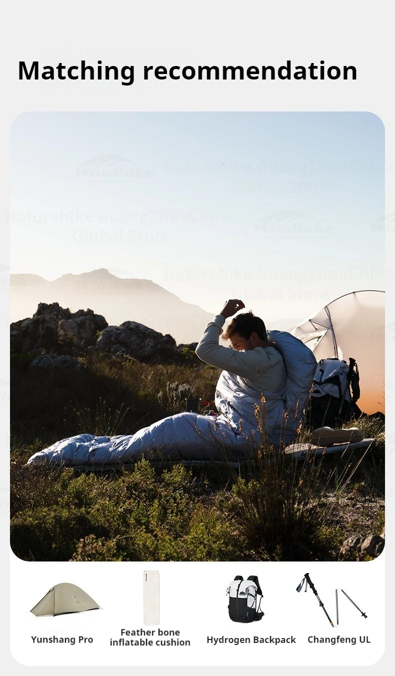 Naturehike CW400 Sleeping Bag Winter 650FP Duck Down Hooded Hiking Sleeping Bag 20D Nylon Waterproof Ultralight Envelope Warm