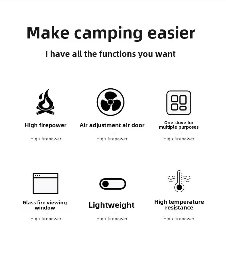 Titanium Alloy Glass Removable Portable Folding Wild Cooking Stove with Chimney Outdoor Stove Tools for Camping Hiking