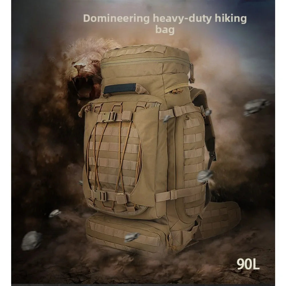90L Large Tactical Backpack for Hiking Mountaineering Camping Travel Outdoor Sports with Rain Cover Breathable Back System