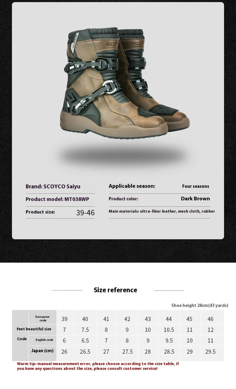 SCOYCO Motorcycle Anti-fall Riding Shoes Anti-slip Wear-resistant Waterproof Boots Protective Motorcycle Off-road Equipment Men