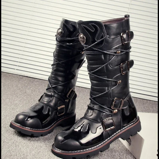 High Quality Motorcycle High Boots Black Thick Soled Anti Slip Tactical Boots Waterproof Casual Boots Outdoor Casual Shoes