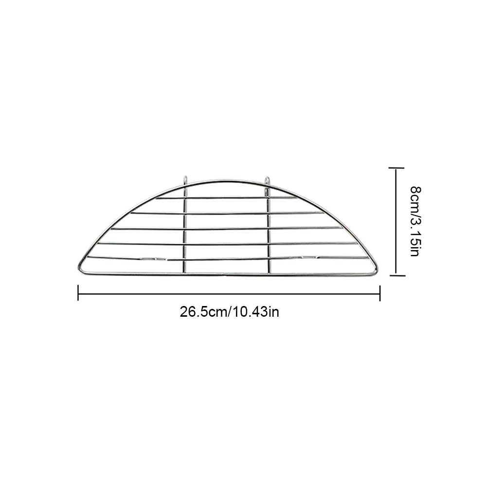 Stainless Steel Semi-Circular Oil Drain Rack Anti-Scorching Non-Stick Grill Rack for Outdoor Camping Barbeque Frying Pan Baking