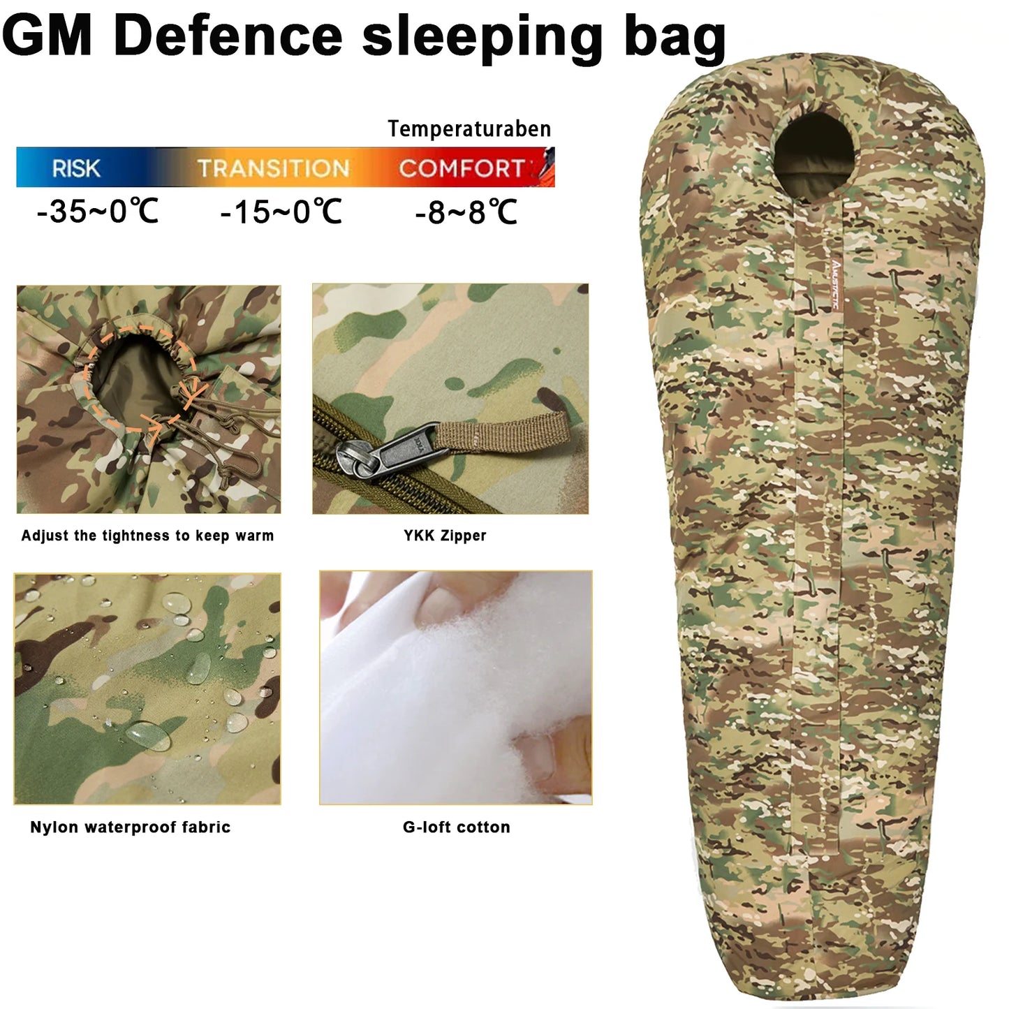Army-40℃  Force Defence Modular Sleeping System 4 Season Waterproof Cold Weather Military Tactical Sleeping Bag
