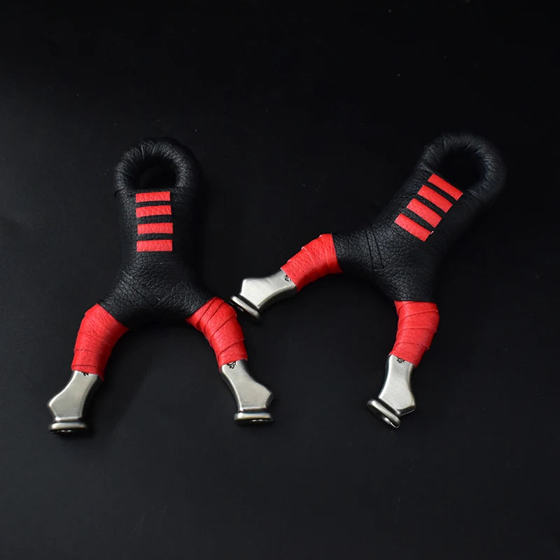 New Style Stainless Steel Powerful Slingshot with Tube Rubber Band Mud Balls Slingshot Catapult Bag for Hunting Outdoor