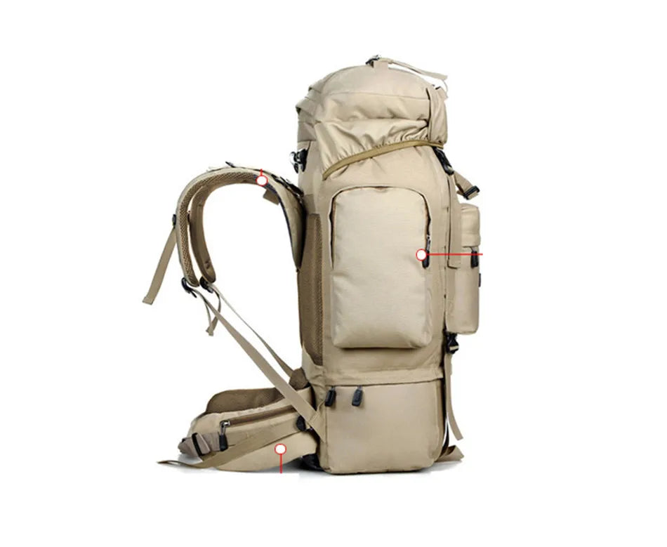 85L Hiking Bag Large Capacity Military Tactical Backpack Outdoor 900D Waterproof Wear-resistant Camping Travel Luggage Rucksack