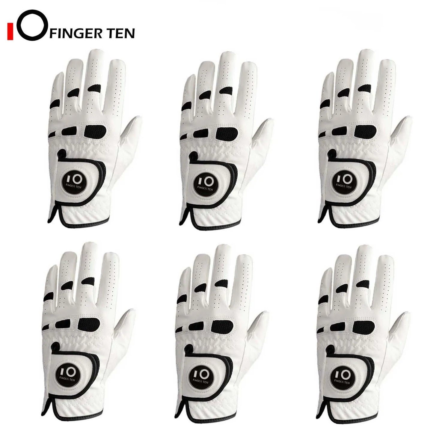 6 Pcs Premium Comfortable Golf Gloves Men Cabretta Leather with Ball Marker Left Hand Right Grip Cadet Size S M ML L XL