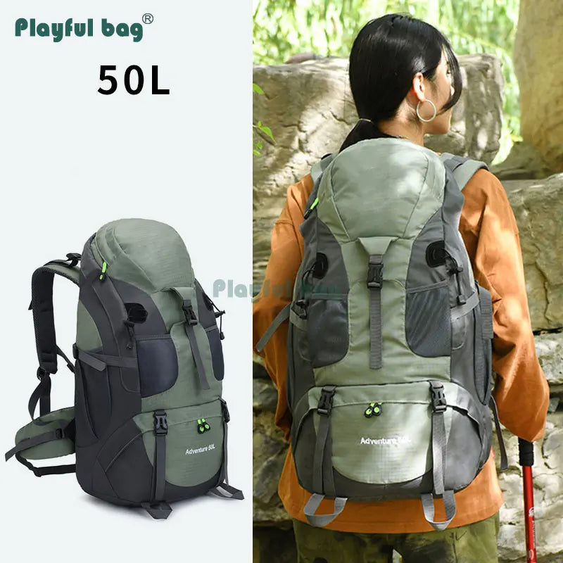 50L Outdoor Mountain Backpack Professional Waterproof Large  Capacity Light Hiking Travel Backpack Adult Bag AVA134