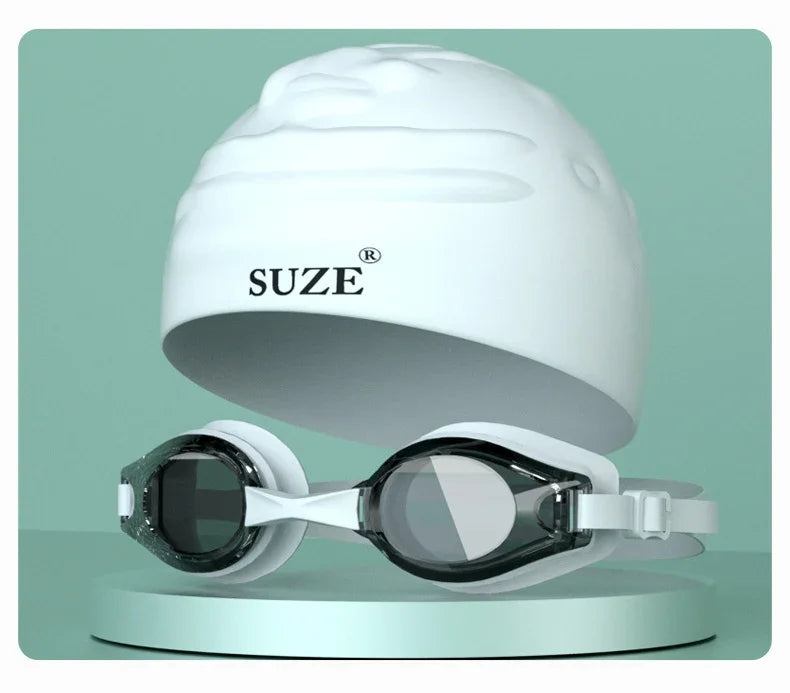 High Definition Anti Fog Swimming Goggles with Comfortable Silicone Seal Includes Swim Cap and Storage Box