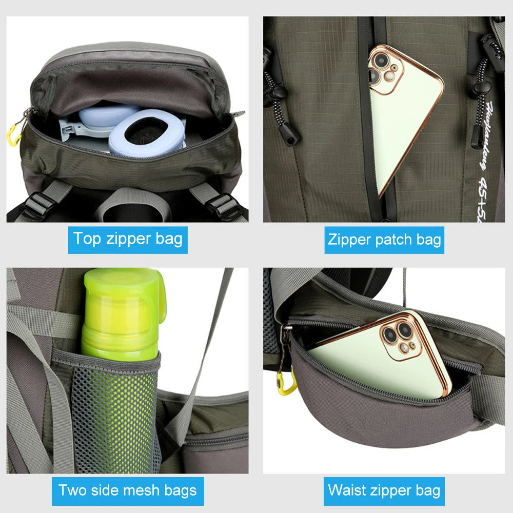 50L Hiking Backpack Men Women, Large Backpack Packs, Waterproof Camping Backpacks Bag, Camping Essentials for Trekking Travel