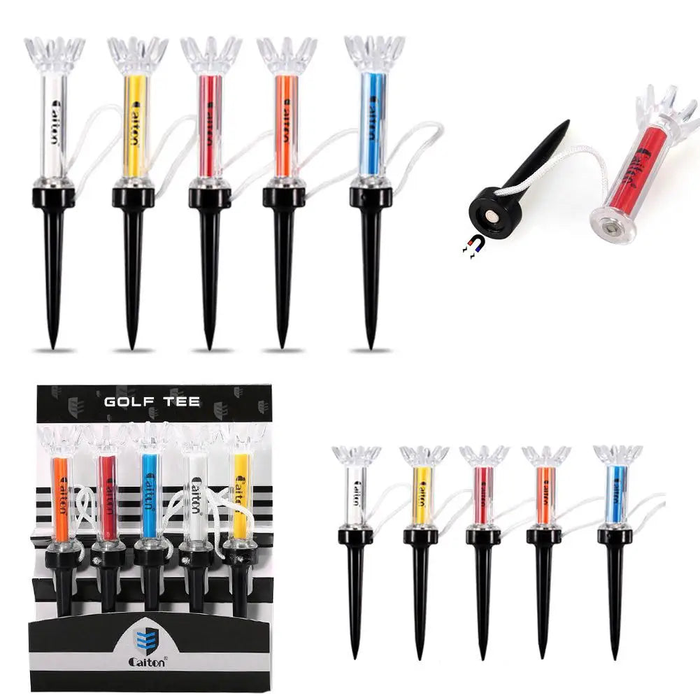 5pcs/set 79/90mm Magnetic Plastic Golf Tee Set Plastic Step Down Golf Ball Tee Holder Golf Training Practice Tees Accessories