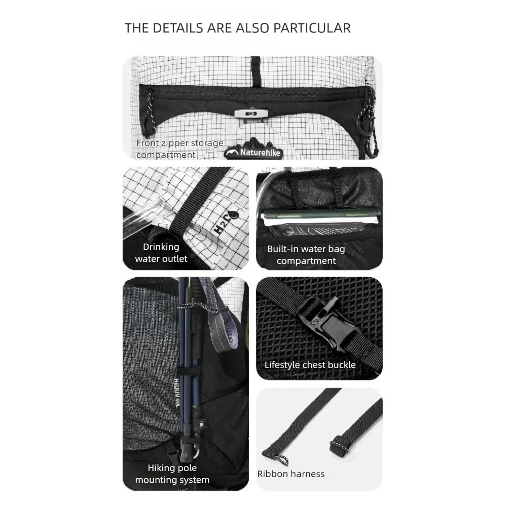 Naturehike Helium Series 40L Hiking Backpack Waterproof Wear Resistant Outdoor Travel Sport Climbing Shoulder Bag With RainCover