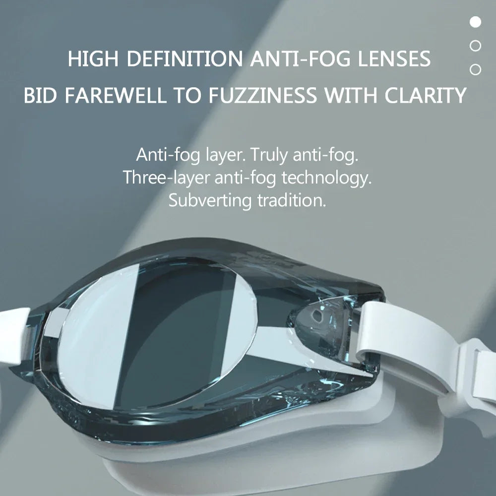 High Definition Anti Fog Swimming Goggles with Comfortable Silicone Seal Includes Swim Cap and Storage Box