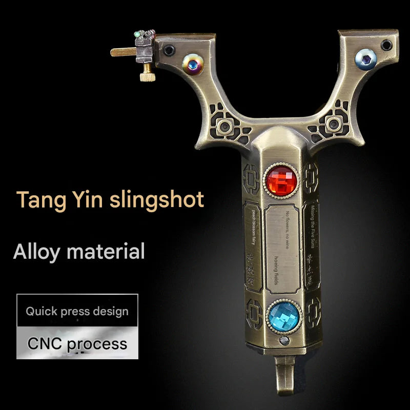 Powerful Alloy Slingshot Outdoor Hunting and Shooting Catapult High Precision Practical Quick Pressure Rubber Band Sligshot