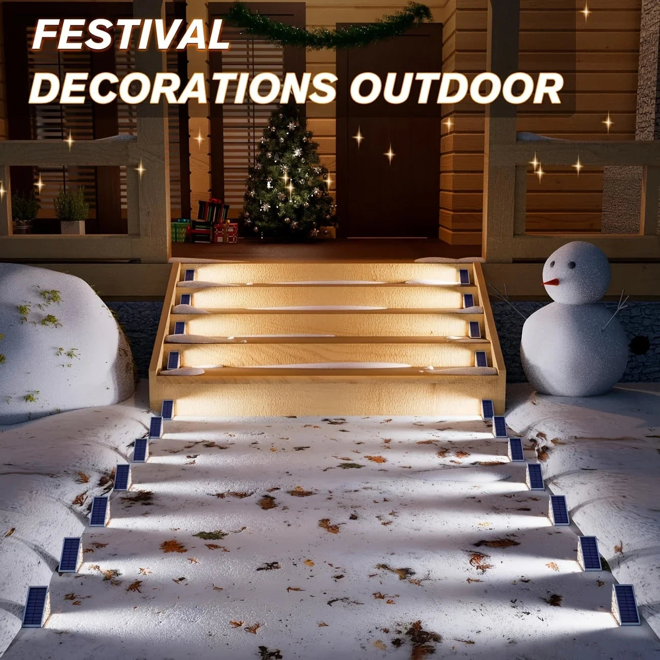 2PC Solar Garden Lights, Stair Step Lights, Outdoor Waterproof Sensor Step Lights, Home Base Lights, Lighting Pathway Lamps, Fen