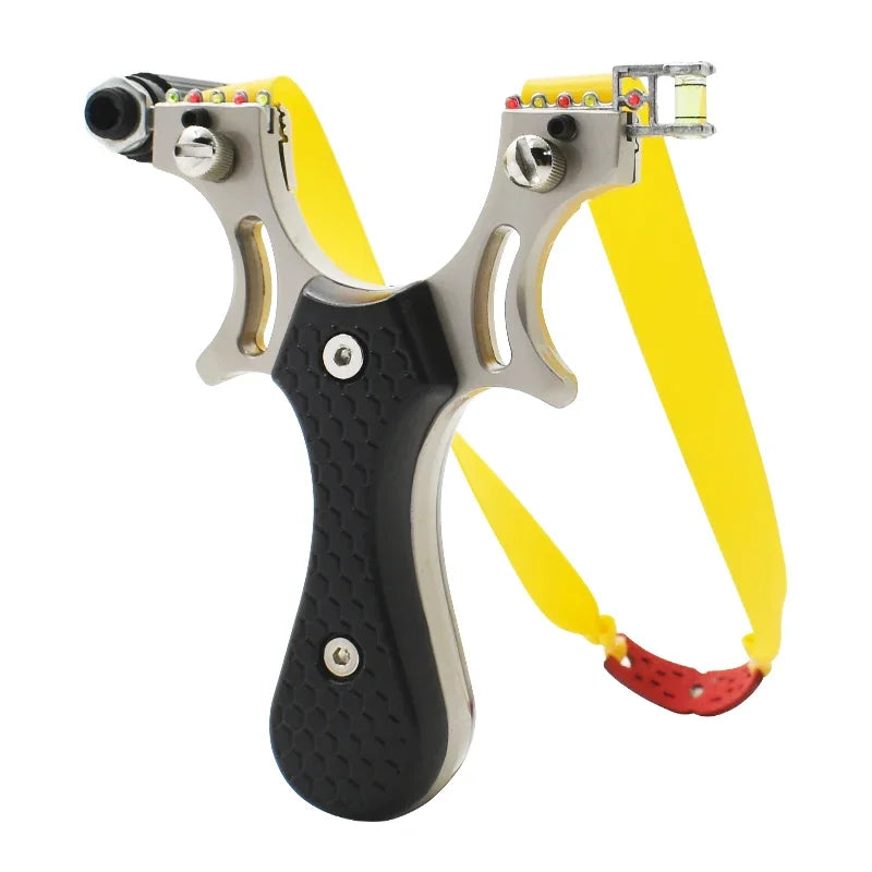 Zinc Alloy Black Embossed Anti-slip Slingshot Professional Sling Shooting High-precision Slingshot Scale Aiming With Rubber Band