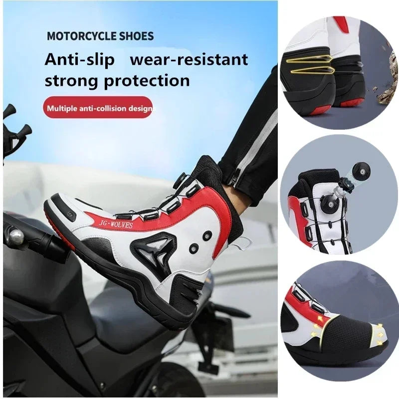 Non-slip  Motorcycle Protective Rubber Soles Boots Casual Motorcycle Boots Men's Leather Boots Motorcycle Riding Shoes
