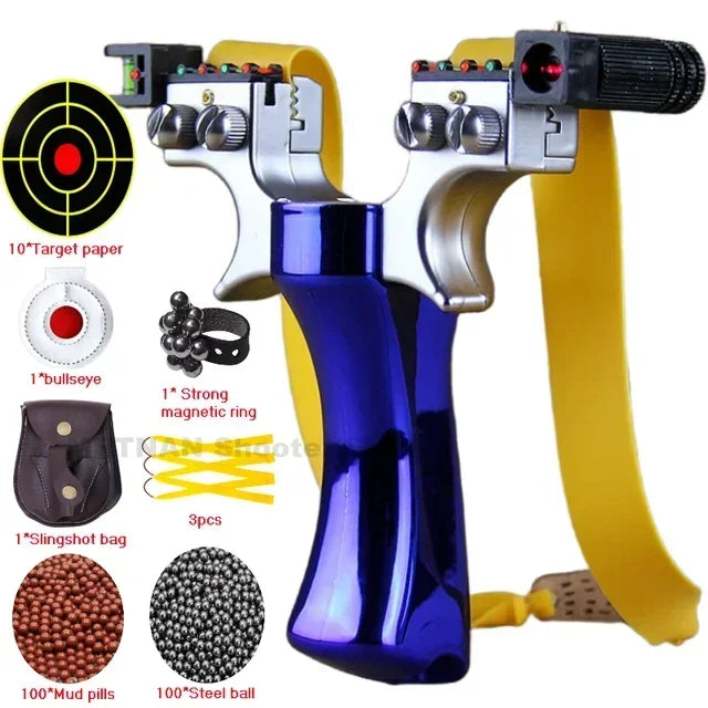 Powerful Laser Slingsshot Upgrade Outdoor Shooting Catapult Double Screw Quick Pressure Rubber Band Hunting Slingshot