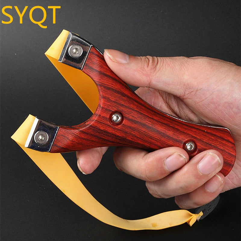 Fast Compression Rubber Band Hunting Slingshot Outdoor Competitive Game Catapult Imitation Wood Patch Flat Band Slingshot