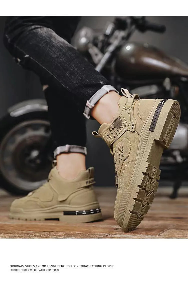 Men's Boots Mens Luxurious Design Casual Shoes Mens Motorcycle Boots Men's Waterproof and Wear-resistant Work Shoes