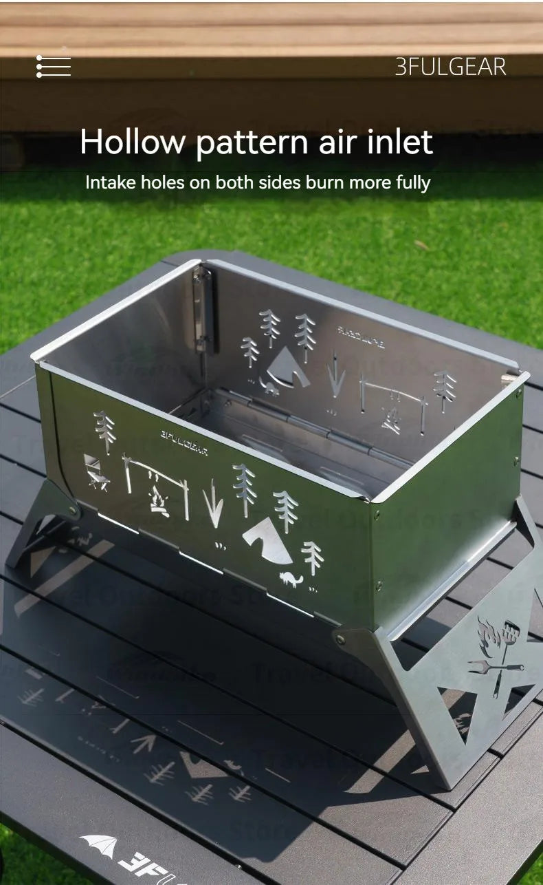 3F UL GEAR Camping Folding Firewood Stove All-In-One Style Tabletop BBQ Furnace 2.2kg Ultralight Outdoor Cooking Equipment Oven