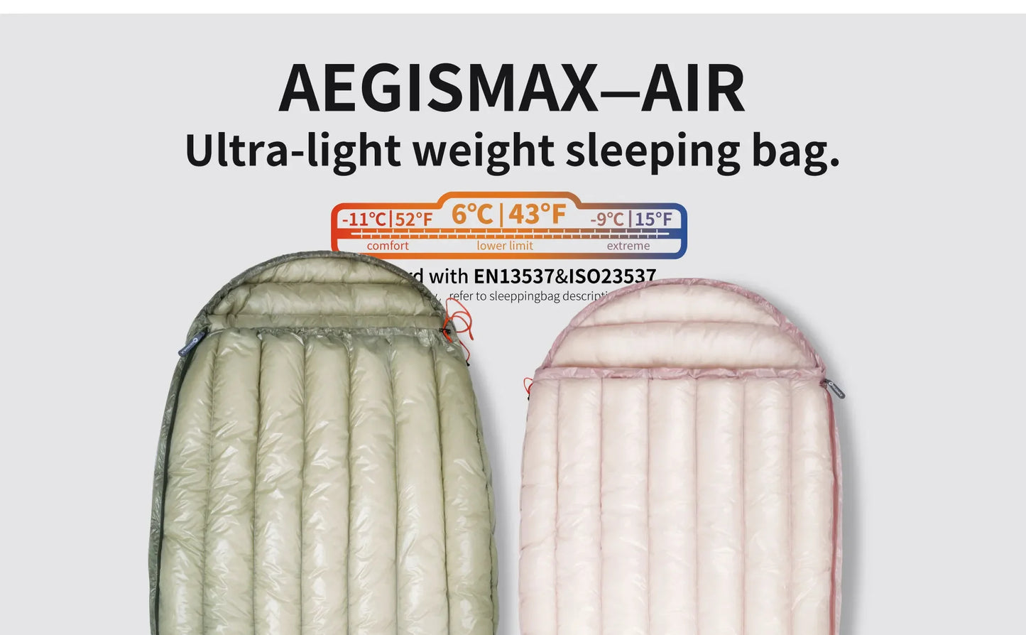 AEGISMAX AIR 10D 6 Degree Lightweight Ultra Dry Duck Down Pro 800FP Ultralight Sleeping Bag for Traveling Hiking Camping
