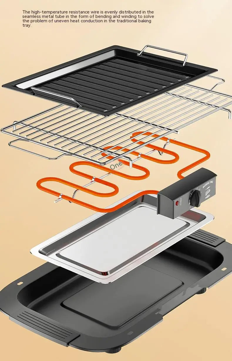 Electric Grill Indoor Smokeless Portable Food Barbecue Grill Smokeless Household Barbecue Grill Barbecue Skewers Portable Stove